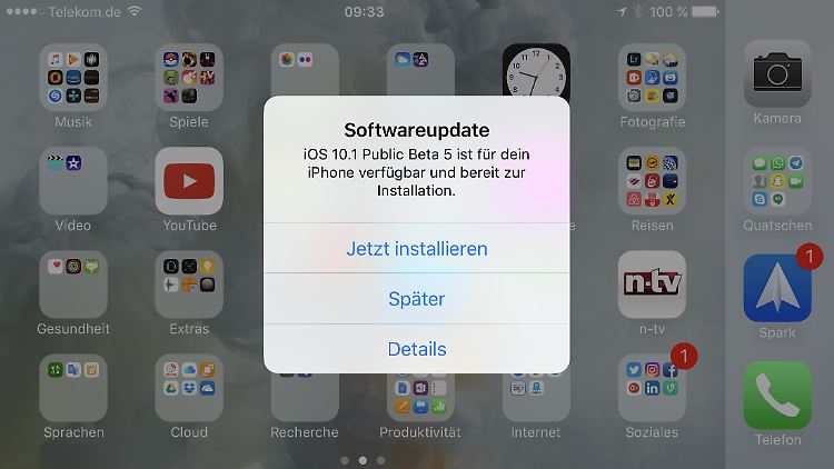 Das Update auf iOS 10.1 ist rund 200 Megabyte groß.