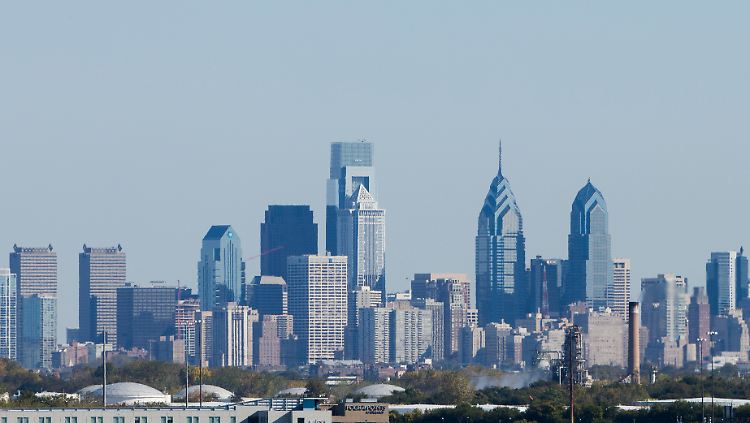 Skyline von Philadelphia - eine der ältesten Städte der USA und größte Stadt im Staat Pennsylvania.
