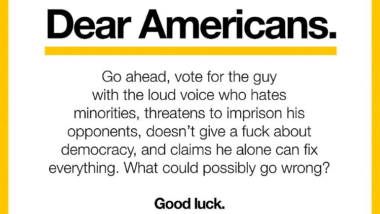 Der Tweet "Dear Americans" schlägt in den USA hohe Wellen.
