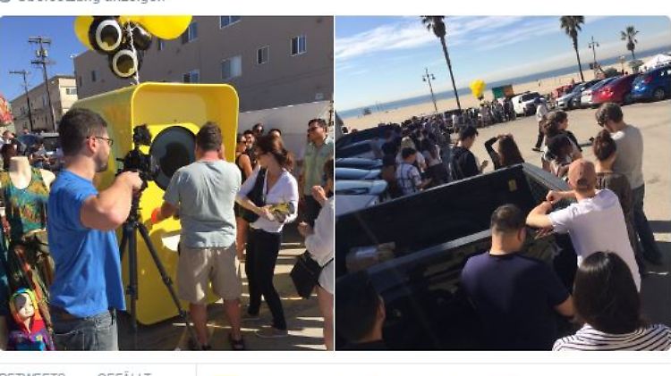 Wie diese Twitter-Fotos zeigen, war der Ansturm auf die gelbe Box in Venice Beach groß.