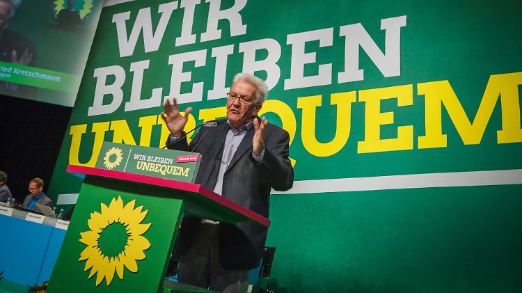 Winfried Kretschmann warb in seiner Rede auf dem Bundesparteitag gegen die Vermögenssteuer. Er will als Ministerpräsident den baden-württembergischen Mittelstand schützen.