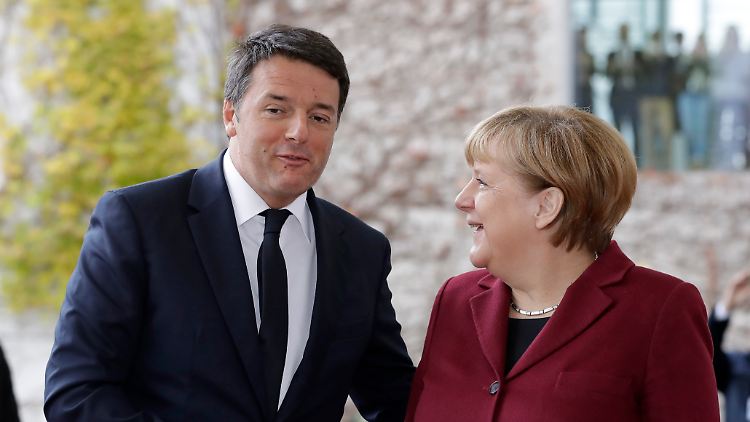 Für Matteo Renzi, hier bei einem Treffen mit Kanzlerin Merkel in Berlin, geht es um das politische Überleben.