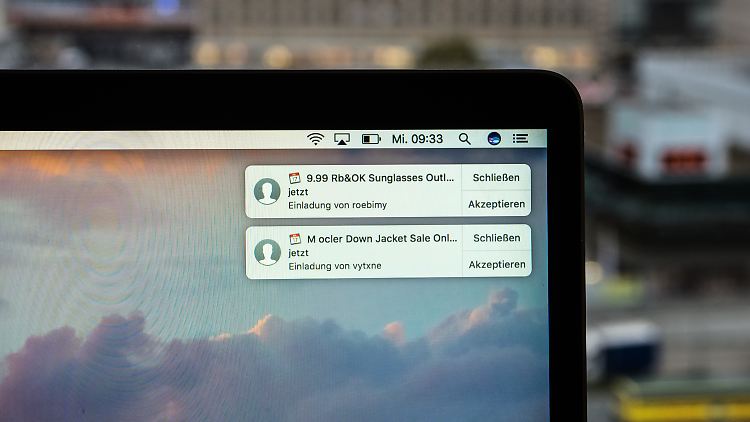Auf Mac-Rechnern kann man Spam-Einladungen akzeptieren oder schließen, aber nicht einfach löschen.