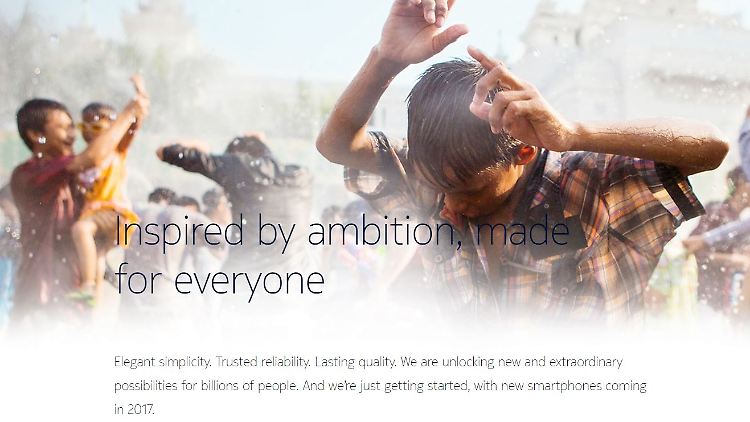 Ambitionierte Smartphones für alle: So begrüßt Nokia den Besucher auf seiner Website. 
