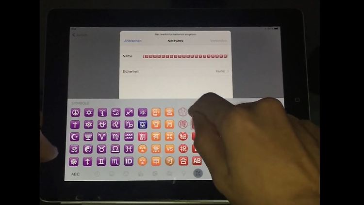 Dass bei der Auswahl eines WLAN-Netzes die Zeicheneingabe nicht beschränkt ist, macht iPads unter iOS 10.1.1 verwundbar.