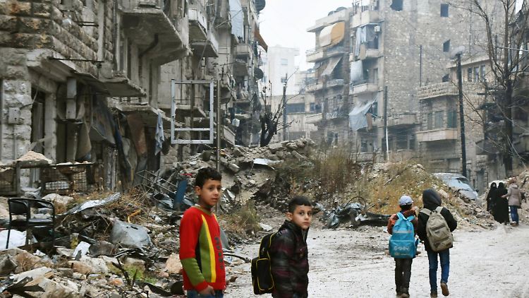 Kinder in Aleppo, aufgenommen am Dienstag.