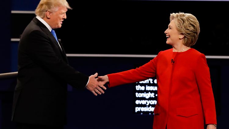 Donald Trump und Hillary Clinton im September 2016 bei ihre TV-Debatte.
