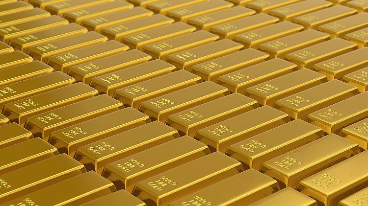 Gut 1200 Dollar je Feinunze (rund 31,1 Gramm): Gelagert wird Gold meist in Form von Münzen oder - wie hier - als Barren.