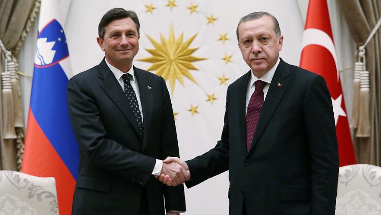 Recep Tayyip Erdogan beim Treffen mit seinem slowenischen Kollegen Borut Pahor.