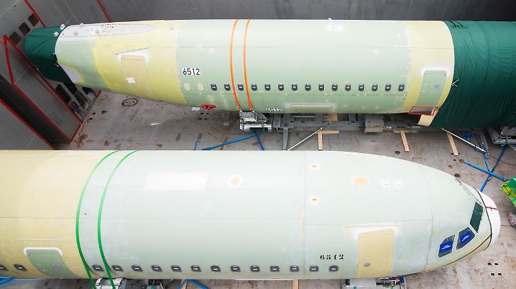 Airbus-Rümpfe auf dem Weg zur Montage - künftig auch für den Iran.