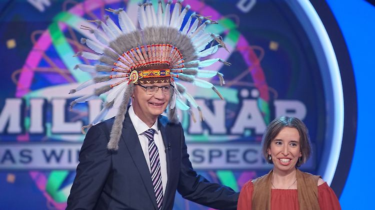 Günther Jauch und Kandidatin Nadine Schmenger