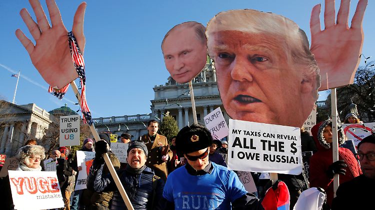 Trumps angebliche Verbindungen nach Russland sind immer wieder Anlass für Proteste - wie hier in Harrisburg.