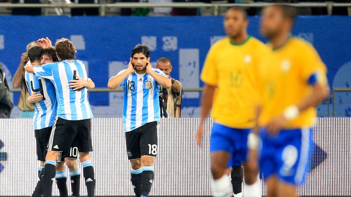 Später Jubel: Kurz vor dem Abpfiff war Messi für Argentinien zur Stelle.