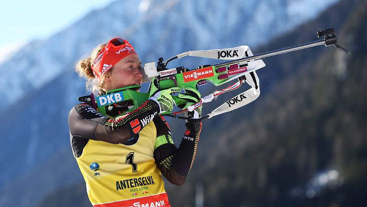 Laura Dahlmeier brachte den Staffelsieg in Antholz als Schlussläuferin nach Hause.