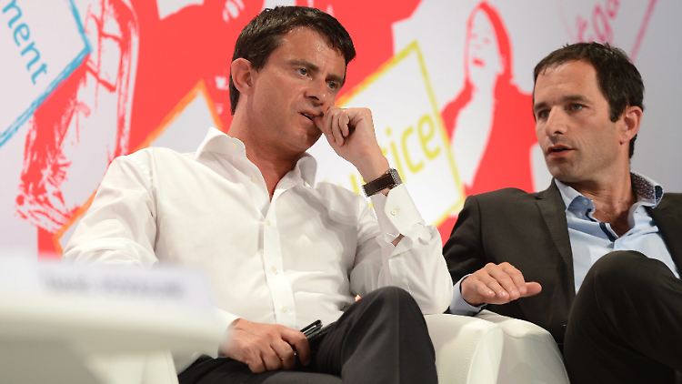 Manuel Valls (l) und Benoît Hamon könnten kaum unterschiedlichere Positionen vertreten.