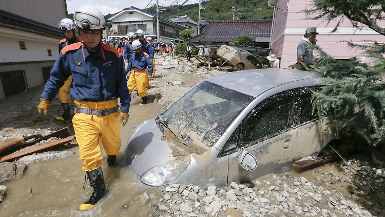 Erdrutsch infolge extremer Niederschläge: 2014 in Hiroshima.
