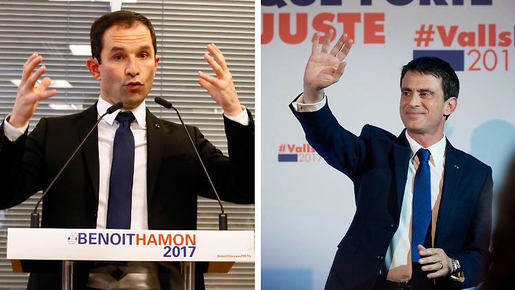 Hamon (l.) und Valls kämpfen um die Präsidentschaftskandidatur der französischen Linken.
