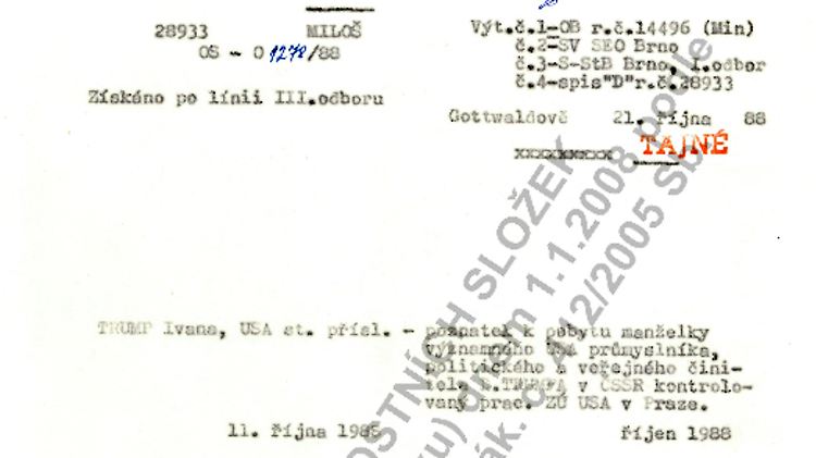 Eigentliches Ziel der Spione war nicht Trump, sondern seine Frau Ivana, eine gebürtige Tschechin.