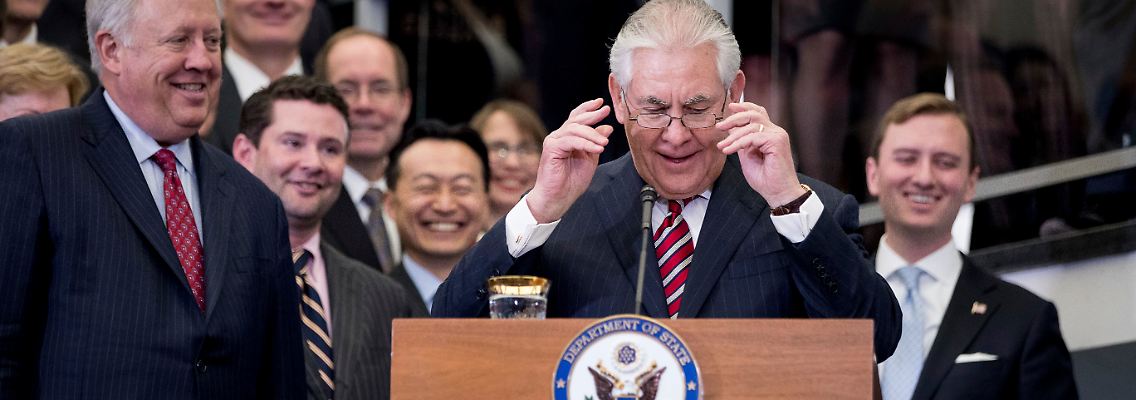 Tillerson bei seiner Rede im Außenministerium.