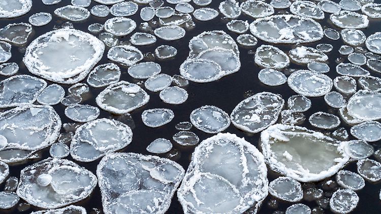 Eisschollen auf einem Fluss. Warum sind sie eher milchig und nicht klar?