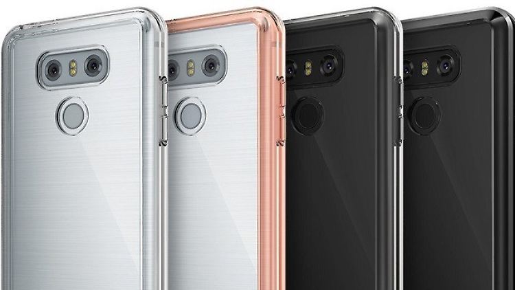 Das LG G6 in transparenter Schutzhülle.