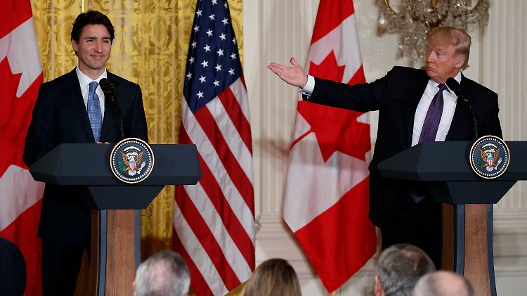 "Beide Länder sind in so vielerlei Hinsicht aufeinander angewiesen", sagte der kanadische Premier Justin Trudeau nach seinem Treffen mit US-Präsident Donald Trump.