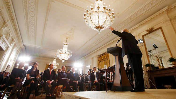 Sieht sich umzingelt von Feinden: Trump bei der Pressekonferenz am Donnerstag im Weißen Haus.