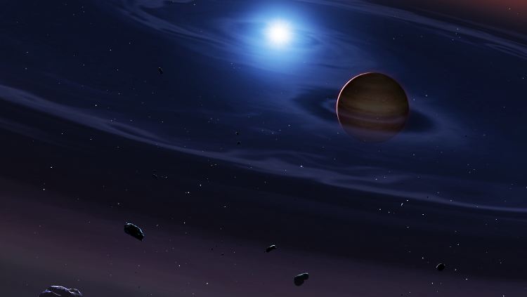 Ein weißer Zwerg, ein brauner Zwerg und felsige Planetenreste. Bisher hatte man bei Doppelsternen nur Gasriesen entdeckt.