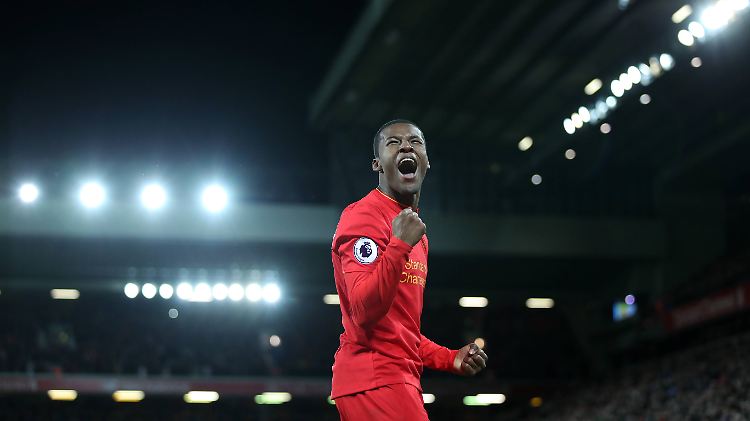Liverpools Georginio Wijnaldum freut sich über seinen Treffer in der Nachspielzeit.