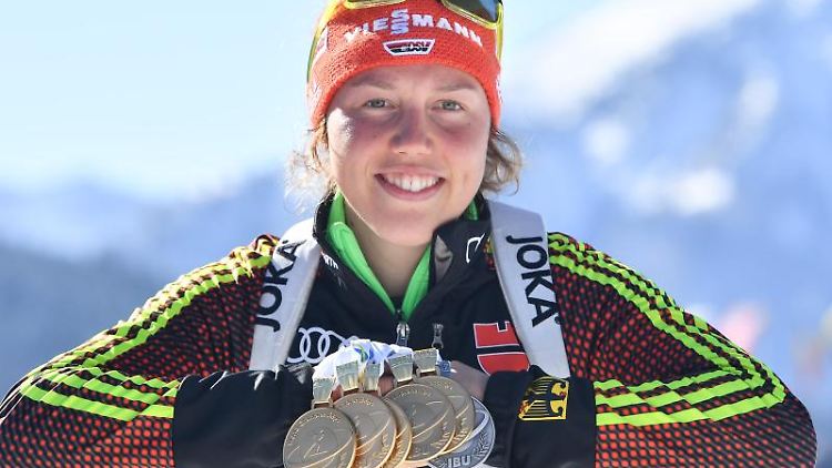 Biathlon-Königin Laura Dahlmeier will im kommenden Jahr ähnlich erfolgreich sein.