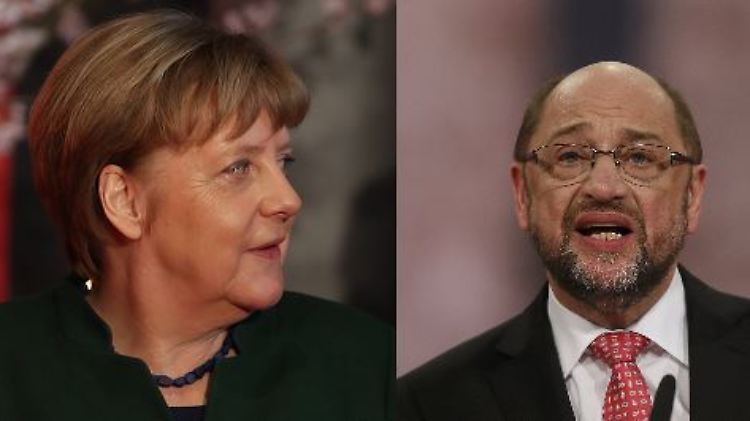 Angela Merkel liegt mit acht Prozentpunkten vor Martin Schulz.