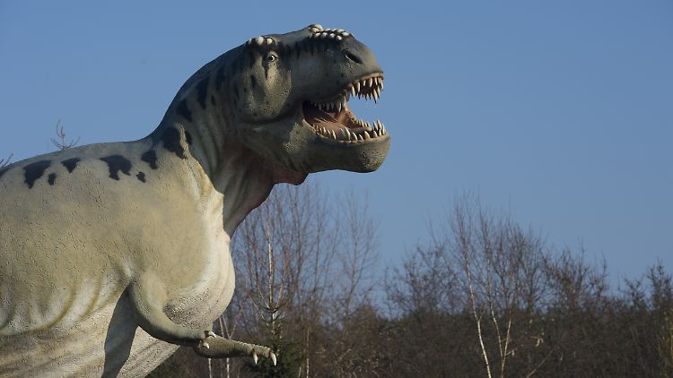 Die Nachbildung eines Dinosauriers im Saurierpark in Germendorf.