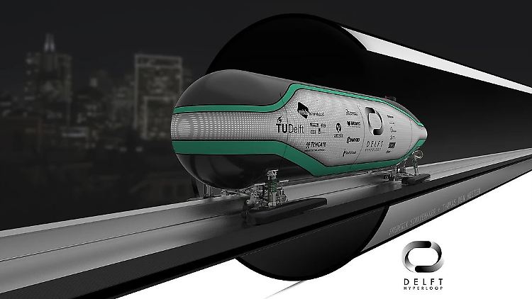 Der Entwurf einer Transportkapsel, den ein Team von Studenten der Technischen Universität Delft bei einem internationalen Hyperloop-Wettbewerb einreichte.