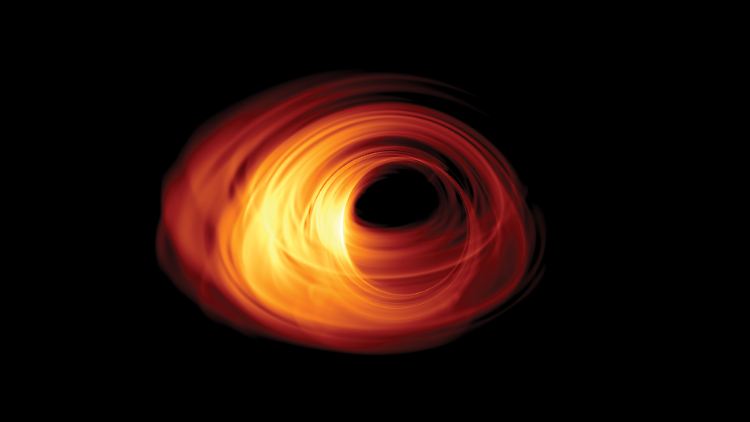 Computergrafik des Ereignishorizonts um das Schwarze Loch im Zentrum unserer Galaxie.