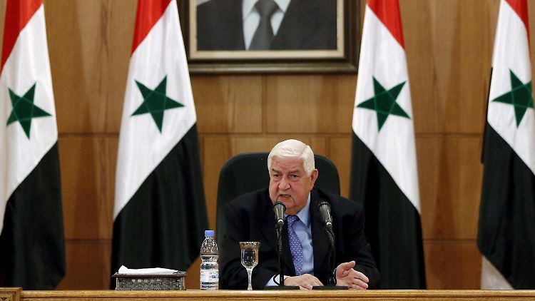 Syriens Außenminister Walid al-Muallim bei der Pressekonferenz.