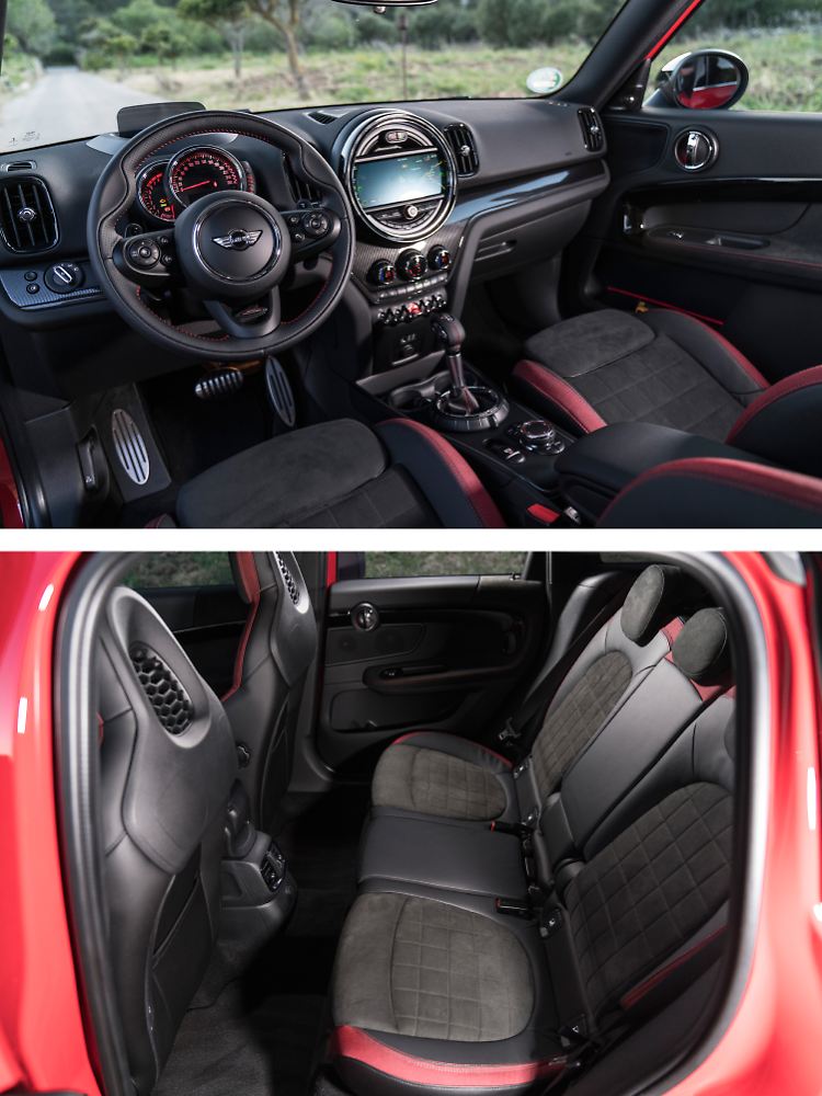 Zweifarbig, sportlich,ganz im Sinne von John Cooper zeigt sich der Innenraum des sportlichen Mini Countryman.