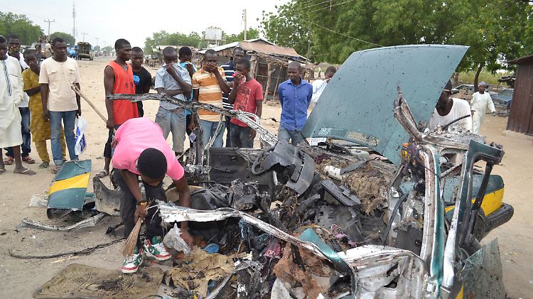 Auch hier sprengte sich ein Kind in die Luft und zerfetzte im Oktober 2016 ein Auto in Maiduguri, Nigeria.
