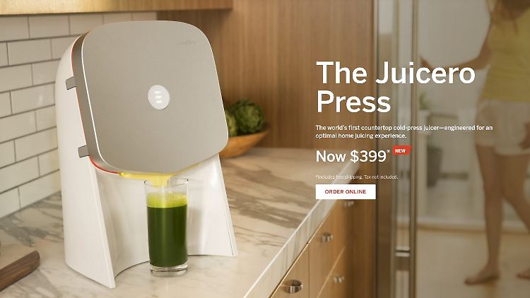 Screenshot von der Juicero-Webseite.
