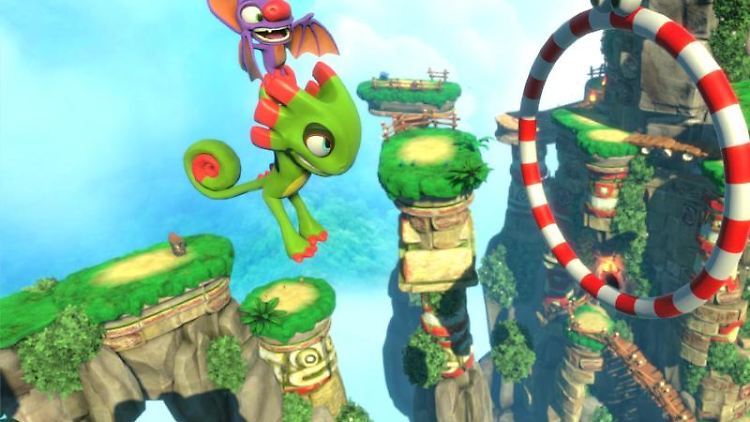 Bei Yooka Laylee spielen ein Chamäleon und eine Fledermaus die Hauptrolle. 