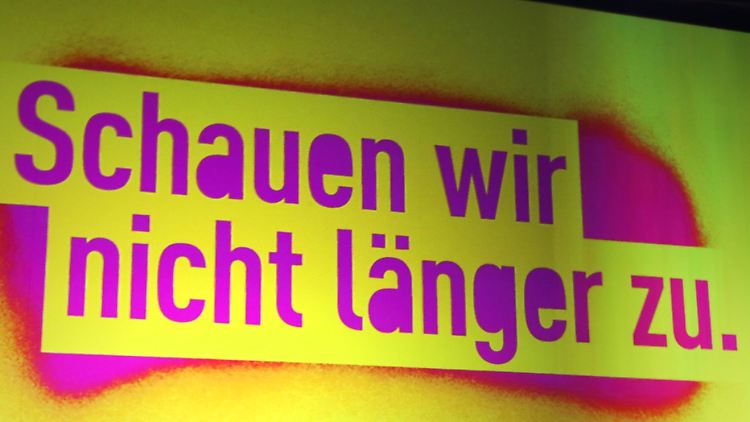 Das jüngste Motto der FDP, in magentafarbenem Graffiti-Charm.