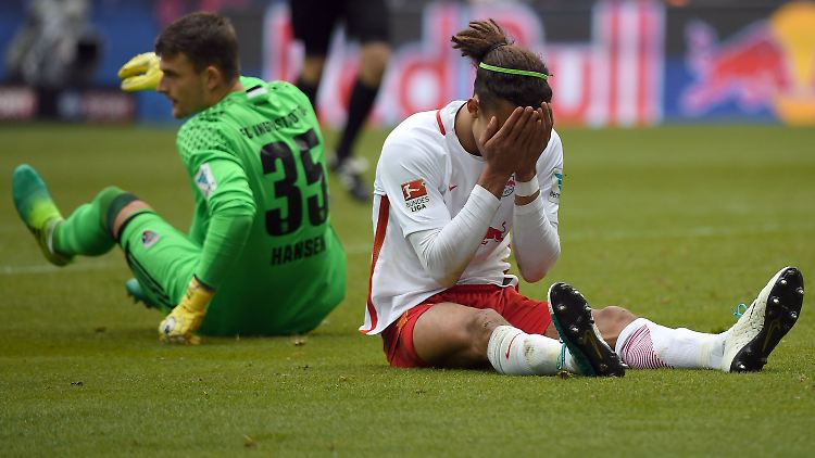 Nullnull gegen Ingolstadt: Leipzigs Yussuf Poulsen.