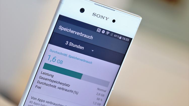Die Speicherauslastung beim Sony Xperia XA1: noch genug Platz.