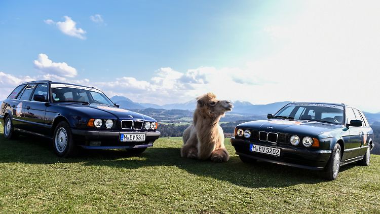 Bis nach Jordanien soll es mit dem über 20 Jahre alten BMW 520i gehen.
