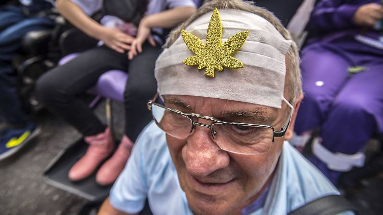 Aktivist bei einer "Hanfparade" in Brasilien zur Legalisierung von Marihuana.