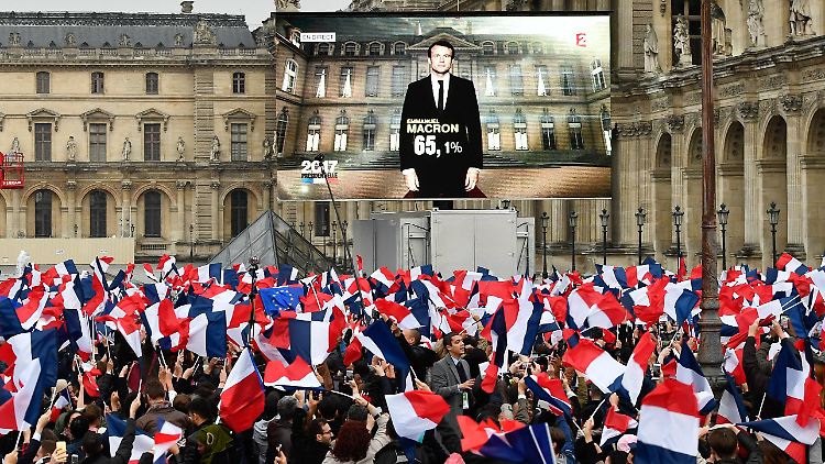 Macrons Anhänger feiern den Wahlsieg.