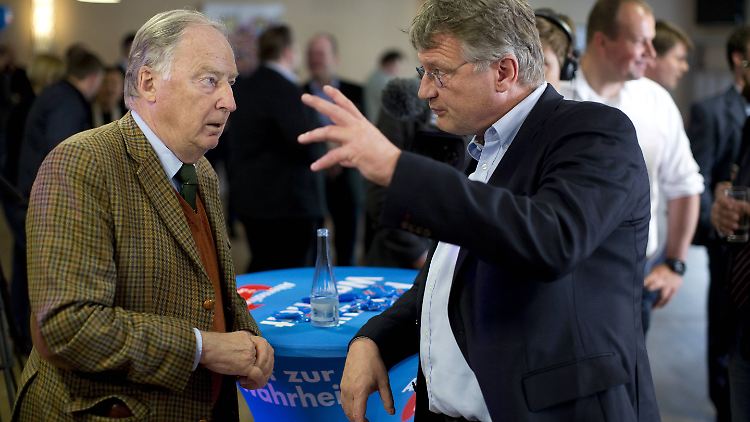 AfD-Vorsitzender Jörg Meuthen im Gespräch mit Spitzenkandidat Alexander Gauland.
