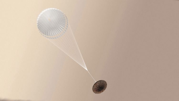 In der Fallschirm-Phase des Landers sah tatsächlich noch alles gut aus. Doch kurz darauf nicht mehr.