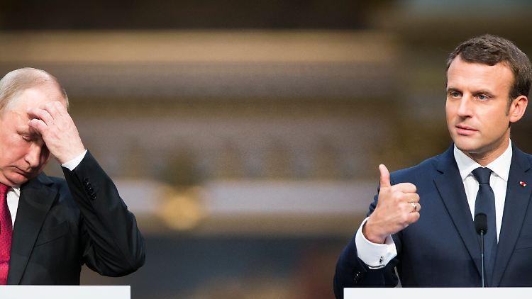 Russlands Präsident Wladimir Putin und Frankreichs Staatschef Emmanuel Macron legen den Wahlkampf zu den Akten. 