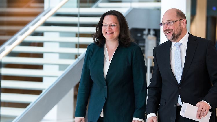 Das Renten-Gespann der SPD: Arbeitsministerin Nahles und Kanzlerkandidat Schulz.