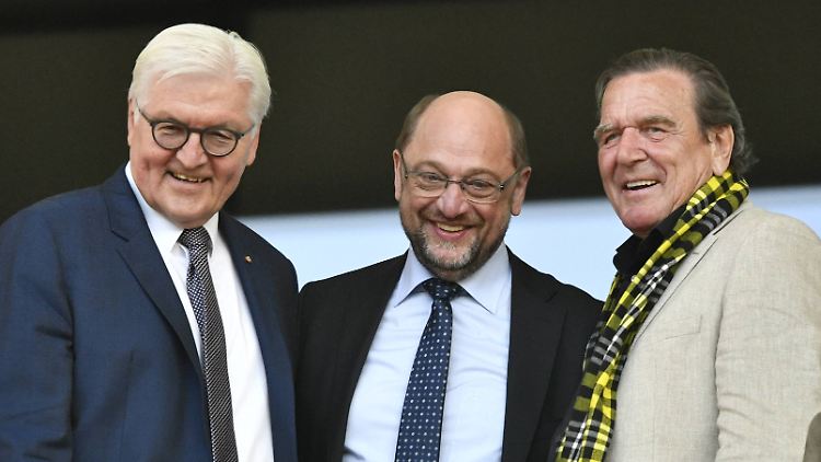 Ein Bundespräsident, ein Kanzlerkandidat und ein Altkanzler: Frank-Walter Steinmeier, Martin Schulz und Gerhard Schröder.
